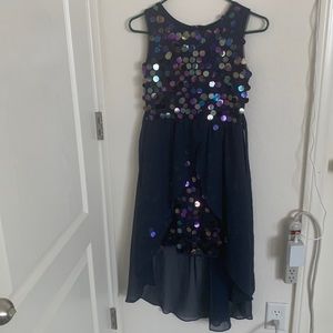 Sequin blue floor length dress
